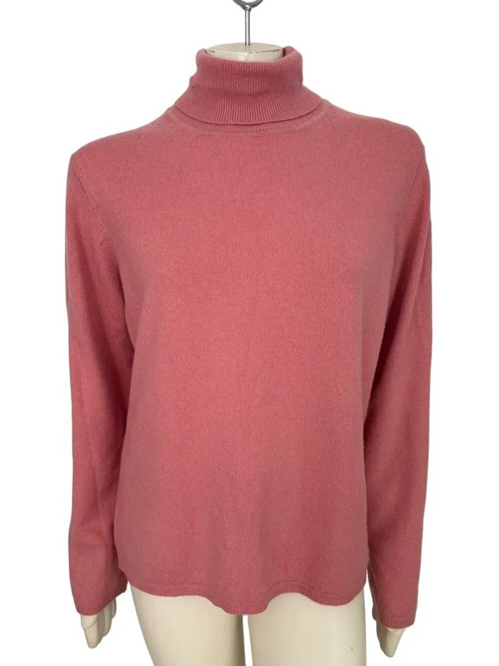 TALORA 100% Cashmere Long Sleeve Turtleneck Sweater in Rose Pink SZ XL